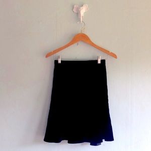 Black velvet a-line vintage Laura Ashley mini skirt